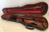 Violin And Bow In Case. Giuseppe Scarampella Label Inside Violin, Scarampella Firenze Stamped On Bac