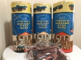 3 Large Containers & 1 Box Of Lincoln Logs