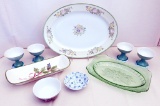 4 Studio Pottery Compotes; Small Chintz Bowl; Holly Dish; 2 Platters; Asian