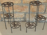2 Wrought Iron 3-shelf Plant Stands - 24