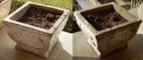 2 Vintage Cast Concrete Planters - As Found, 14