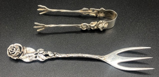 Fork & Tongs - 800 Silver, 1.00 Ozt