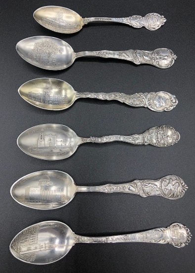 6 Sterling Souvenir Spoons - 4.44 Ozt