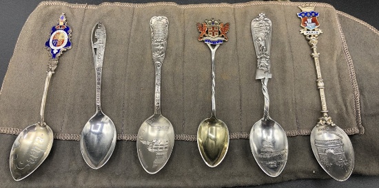 6 Sterling Souvenir Spoons - 2.14 Ozt