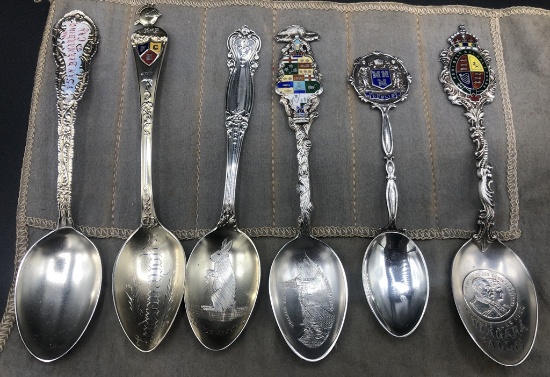 6 Sterling Souvenir Spoons - 3.47 Ozt