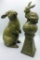 2 Large Ceramic Rabbit Figurines - Tallest Is 15