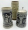 3 German Salt-Glazed Steins - Tallest Is 8½