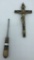 English Buttonhook; Black & Gold Crucifix - 5½