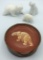 Vintage Coaster Set In Leather Case; 3 Marble Polar Bears