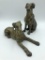 2 Vintage Brass Dog Figures - Tallest Is 7½