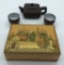 5-piece Small Japanese Handmade Tea Set; Pyrographic & Hand Painted Box - 6