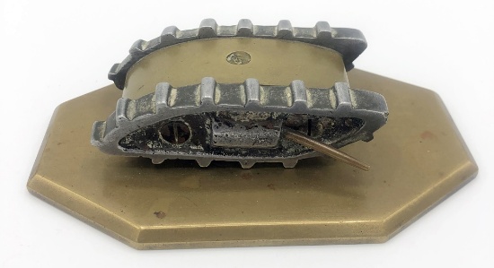 Shell Trench Art Tank Paperweight