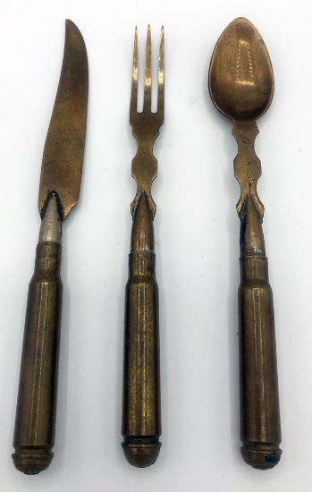 3-piece Shell Trench Art Cutlery Set - Knife Is 6½"