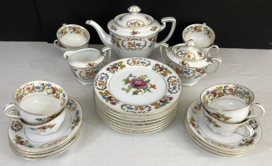 Noritake Dessert Set - Dresdena Floral, 8 Plates (7 5/8"), 8 Cups & Saucers