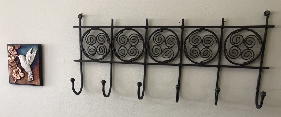 Hummingbird Raku Tile; Wall Coat Rack