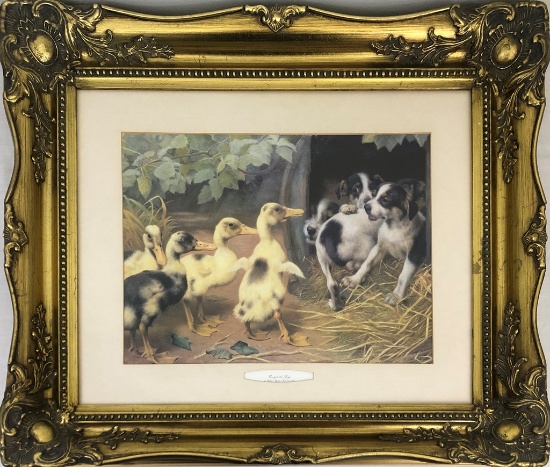 " Going To The Dogs " Print - By William Weeks, Framed W/ Glass, 26"x22"