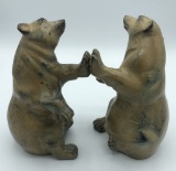 Pair Nice Heavy Brass Hand Finished Bear Bookends