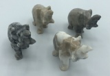 4 Small Marble Elephants - 3½