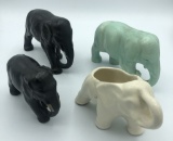 4 Various Vintage Ceramic Elephants - Largest Is 6½