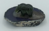 Jade Bear Figure On Geode Base