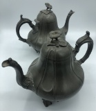 Pair Pewter Teapots - Late 1800s