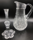 Small Marquis By Waterford Bud Vase; Waterford Shamrock Ring Dish; Cut Glas