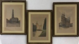 3 Marcel Augis Aquatint Etchings - Louvain Hotel De Ville 1914, Arras Hotel