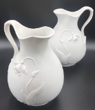 2 Large Bisque Milk Pitchers