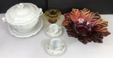 Gien France Soup Tureen W/ Lid & Underplate; 2 KPM Cup & Saucer Sets; Vinta