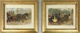 2 Vintage Prints Of English Stage Coaches - 17½