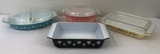 4 Pyrex Baking Dishes & 3 Lids