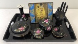 Black Lacquer Tray; Dresser Set; Hand Display; Metropolitan Museum Of Art F