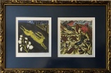 2 Linocuts - Autumn By Hannah Firmin & Stag Of The Stubble By Clare Curtis,