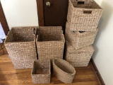 7 Various Woven Baskets & Box - Largest Is 15