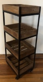 4-shelf Wood & Iron Unit On Rollers - 12