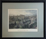 Birket Foster / T. Heawood Hand Colored Engraving - Edinburgh, From Calton