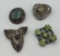 4 Vintage Scottish Agate Brooches