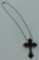 Sterling & Garnet Encrusted Cross Pendant & Chain
