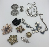 Estate Lot Vintage Costume Jewelry - Includes Necklaces, Stag Brooch, Penda