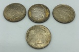 4 Peace Silver Dollars - 1922, 1922, 1922D, 1923