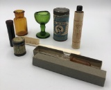 8 Vintage Medical Items - Includes Vintage Glass Eye Cup, Boot's Improved M