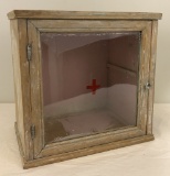 Vintage Red Cross Medicine Box W/ Glass Door