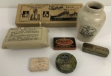 4 Vintage Medicine Tins; Army Medical Shell Dressing; Virol Bone Marrow Cro