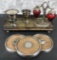 3 Silverplated Coasters; Silverplated Claw Footed Gallery Tray - England, 5