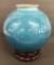 Beautiful Dark Turquoise Vase W/ Stand - 12