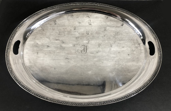 Large Oval Silverplated Tray - Gorham, 24"x17"