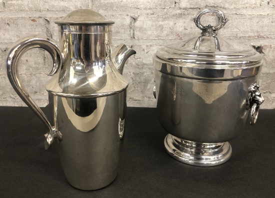 Vintage Silverplated 10" Cocktail Shaker & Ice Bucket