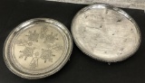 2 Round Silverplated Trays - 12