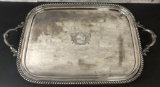 Large Silverplated Tray W/ Engraved Shield - 30