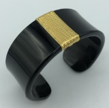 Vintage Lucite & 18kt Gold Trim Cuff Bracelet